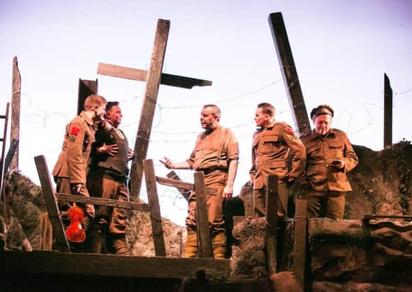 From left: James Findlay, Riley Carter, Simon Lloyd, Alfie Browne-Skyes and Jeffery Harmer in Birdsong. Picture by Jack Ladenburg