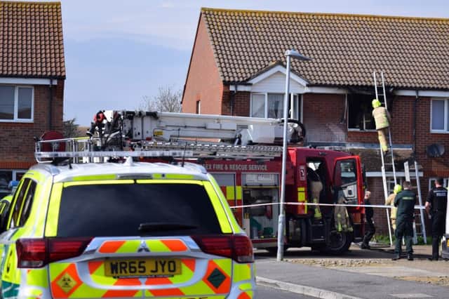 Emergency services at the scene of a blaze in Kingsmere on Wednesday. Photo by Dan Jessup