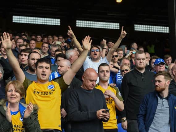 Albion fans pictured at Selhurst Park. Picture by Phil Westlake (PW Sporting Photography)
