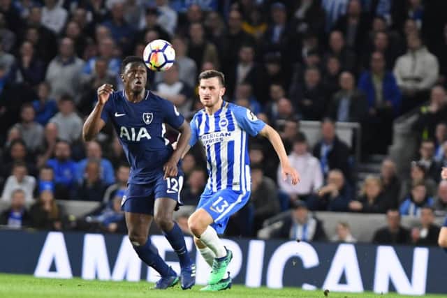Albion v Spurs. Viktor Wanyama is chased by Pascal Gross. Pictures by PW Sporting Photography