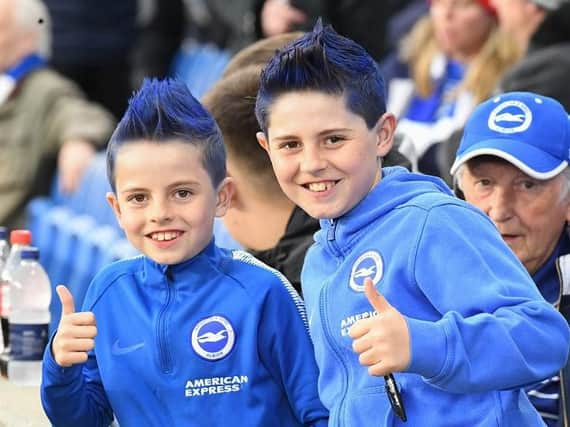 Albion fans pictured at the Amex last night. Picture by Phil Westlake (PW Sporting Photography)