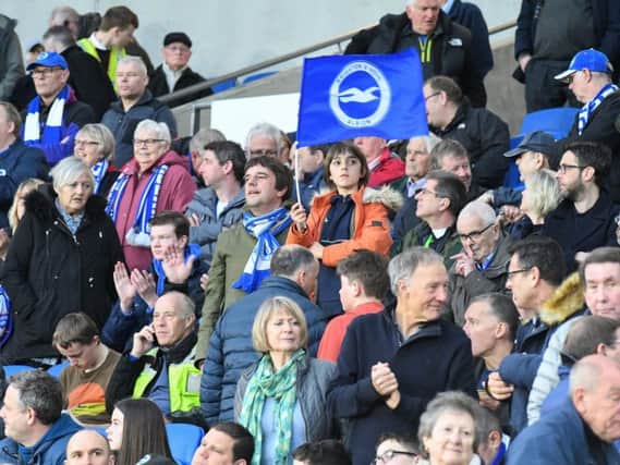 Albion fans pictured at last night's match with Tottenham. Picture by Phil Westlake (PW Sporting Photography)