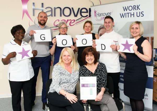 Hanover Care staff celebrating the good CQC rating. Photo: Derek Martin DM1842180a.jpg