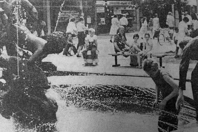 A paddle in the Queens Square fountain in 1978