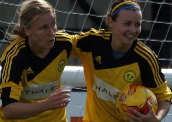 Crawley Wasps players Naomi Cole (left) and Faye Rabson were both on target against Carshalton. SUS-171030-160806002