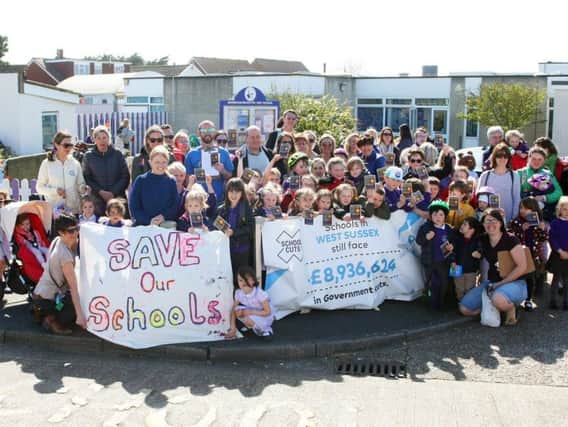 Parents and children at Shoreham Beach Primary School
