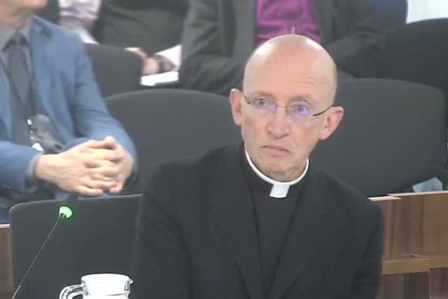 Bishop of Chichester Martin Warner giving evidence to the inquiry SUS-180314-123034001