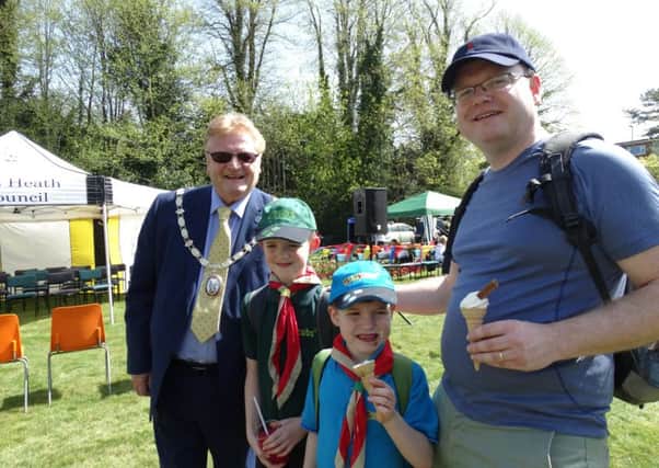 Town mayor councillor James Knight with guests at the festival. Pictures: Haywards Heath Town Council