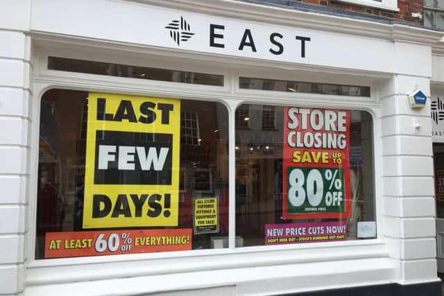East is closing on May 3 with the brand in administration
