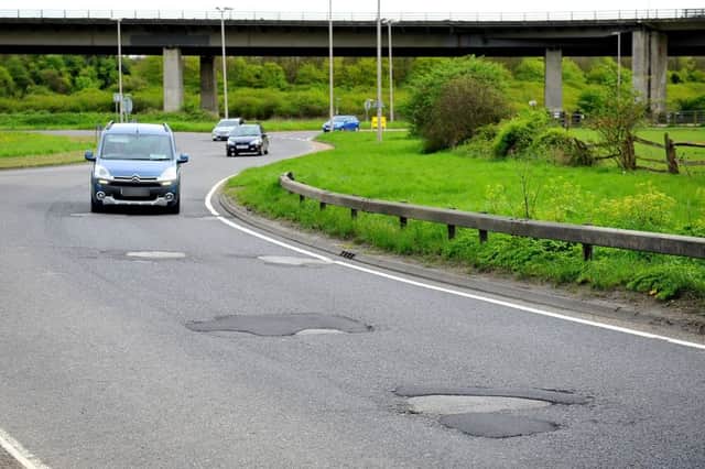 Filled-in potholes along the A283 close to the Shoreham Flyover. Pic Steve Robards