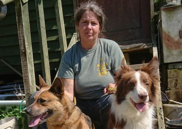 Julie Astridge with her dogs Chester and Cracker