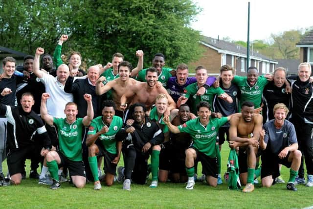 Burgess Hill Town players celebrate after their great escape last season