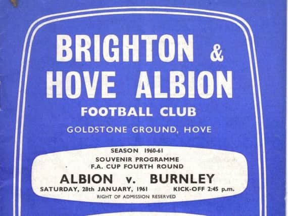 The front cover of the matchday programme when Albion played Burnley in January, 1961