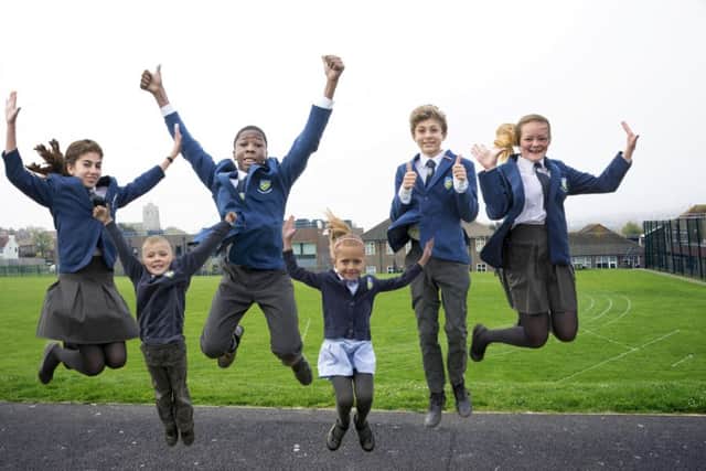 Cavendish School students celebrate their Ofsted report SUS-180425-130409001