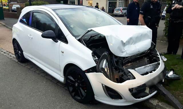 The car after the collision. Photo by Sussex Police