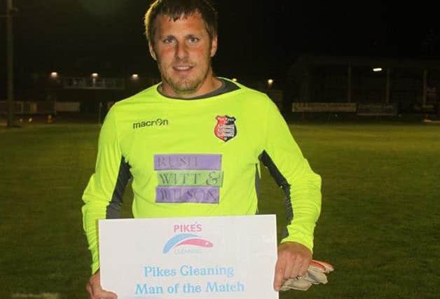 Joe Ramsden was Rye Town Football Club's man of the match in the Premier Travel Challenge Cup final victory over Northiam 75.