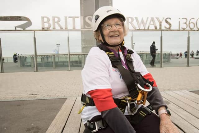 85-year-old daredevil grandmother Jeannine Brett (Photograph: British Airways i360/Sussex Sports Photography)