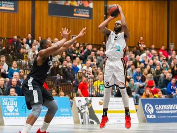 Marquis Mathis was named MVP in Worthing Thunder's National League Division 1 play-off win yesterday. Picture by Kyle Hemsley