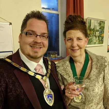 Billy with Geraldine Walker, the chairman of Kingston Parish Council