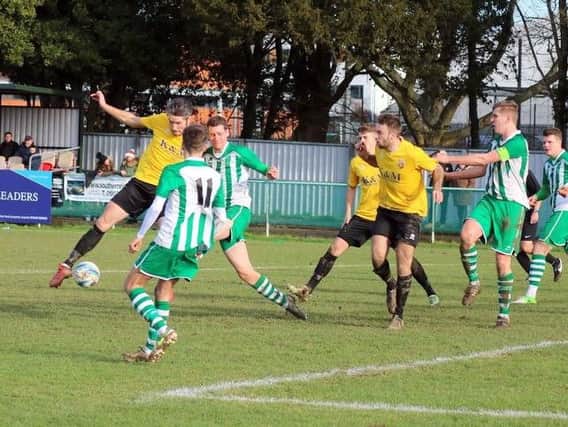 Action from Pagham's win at Oaklands Park on Boxing Day / Picture by Roger Smith
