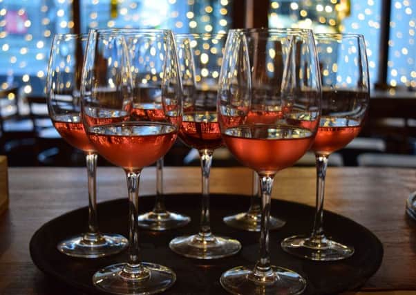 A bevy of beautiful glasses of rosÃ© at Veeno