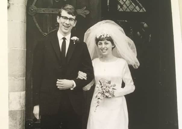 Newlyweds Anthony and Rosemary Fowley outside St. Marys Church, Battle on April, 27, 1968. SUS-180205-104627001