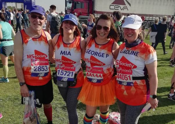 Mia Gordon, Georgina Pottinger and John Wright, from Worthing, and Caroline Hunt, from Shoreham, completed the London Marathon for MileS for MS and raised Â£4,555