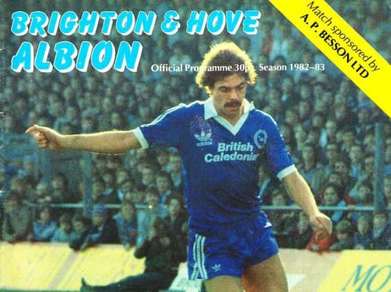 The front cover of the matchday programme when Albion beat Manchester United in 1982.