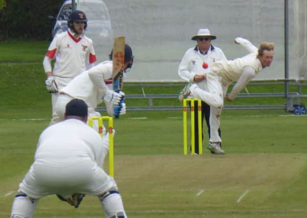 Shawn Johnson bowling for Bexhill during their Gray-Nicolls Sussex T20 Cup first round defeat at home to Mayfield last weekend. Pictures by Simon Newstead