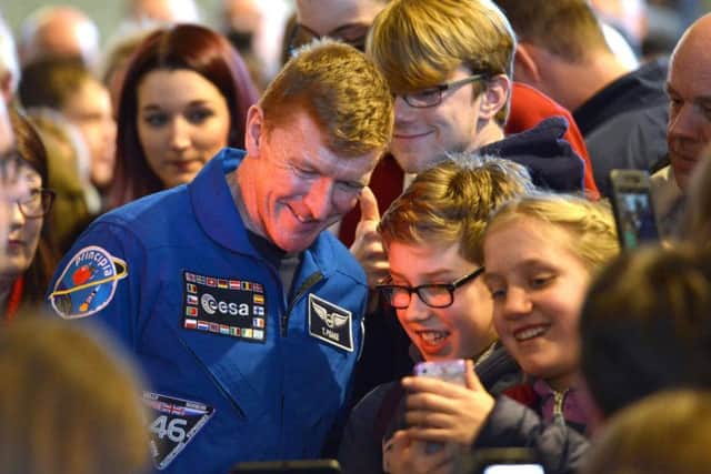 Astronaut Tim Peake visiting his home city Chichester last year to receive the Freedom of the City