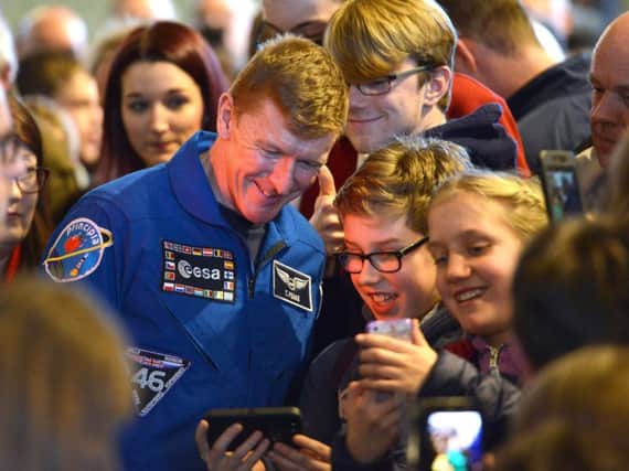Astronaut Tim Peake visiting his home city Chichester last year to receive the Freedom of the City
