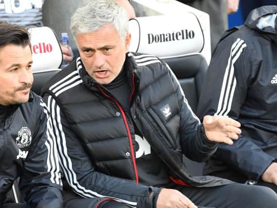 Jose Mourinho on the bench at Brighton. Picture by PW Sporting Photography