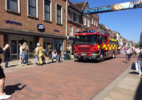 Firefighters in Chichester city centre