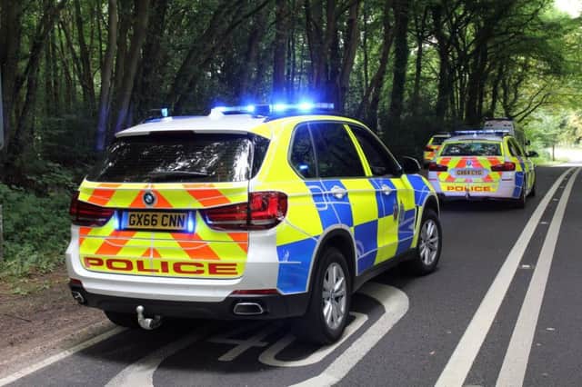 Police vehicles at the scene of the tragedy near Heron's Ghyll