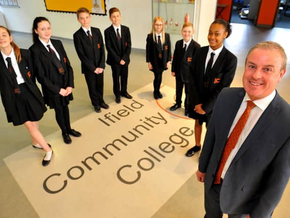 Principal Rob Corbett and some of the Ifield Community College students