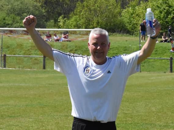 Shaun Saunders celebrates after the Peter Bentley Challenge Cup win. Picture by Grahame Lehkyj