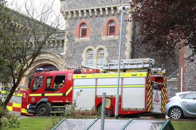 The scene at Lewes Prison today. Photograph by Eddie Mitchell