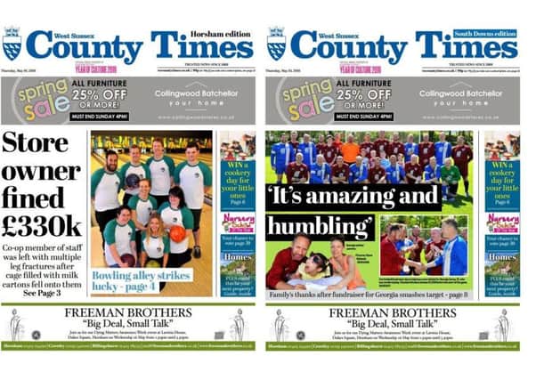 West Sussex County Times front pages (Thursday May 10 edition)