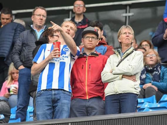 Albion fans pictured at the Etihad Stadium. Picture by Phil Westlake (PW Sporting Photography)