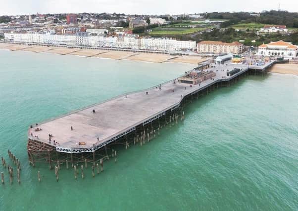 An aerial view of Hastings Pier. Photo by Eddie Mitchell