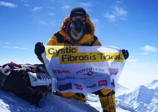 Rupert Jones-Warner made it to the top of Everest to raise funds for the Cystic Fibrosis Trust. He had hoped to complete the climb twice.