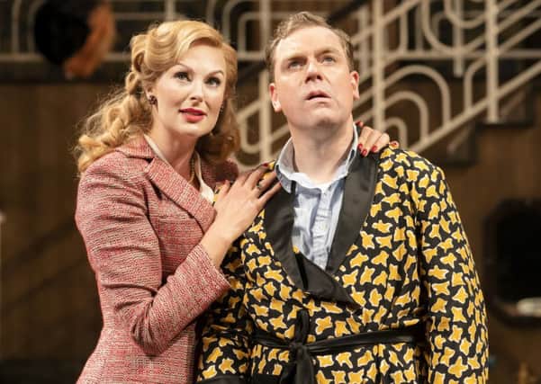 Katherine Kingsley and Rufus Hound star in Present Laughter. Picture by Johan Persson