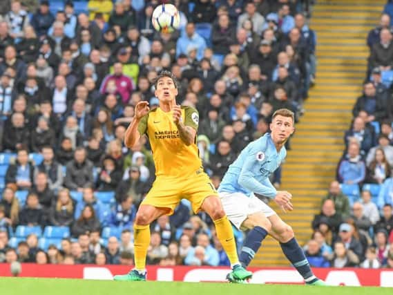 Leonardo Ulloa in action at Manchester City. Picture by Phil Westlake (PW Sporting Photography)