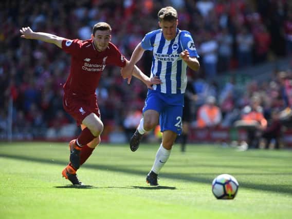 Solly March in action at Anfield. Picture by Phil Westlake (PW Sporting Photography)