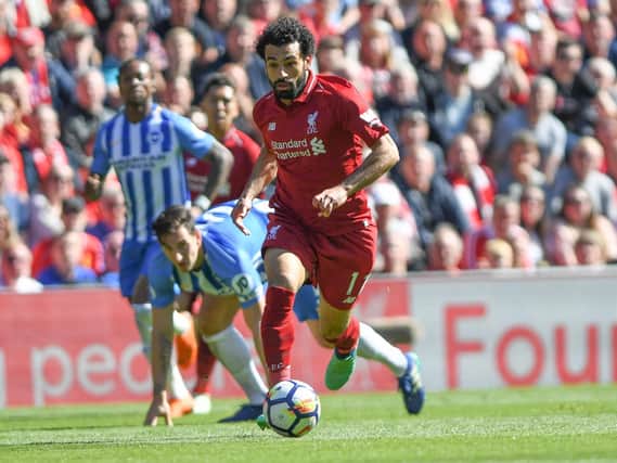 Mo Salah on the run. Picture by Phil Westlake (PW Sporting Photography)