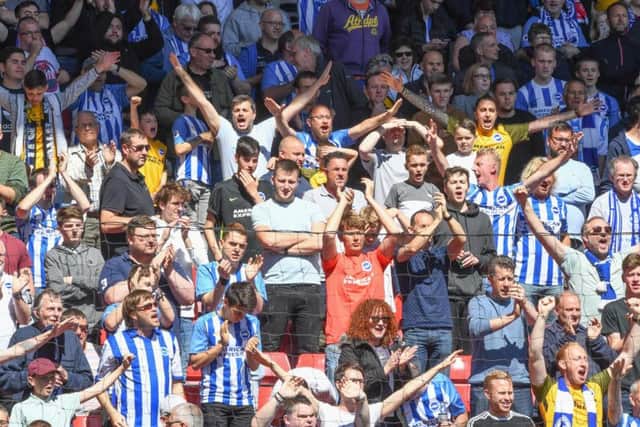 Albion fans pictured at Anfield. Picture by Phil Westlake (PW Sporting Photography)