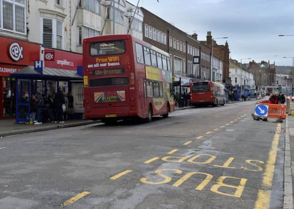 Bus stops in the Terminus Road area in Eastbourne (Photo by Jon Rigby) SUS-180504-103243008