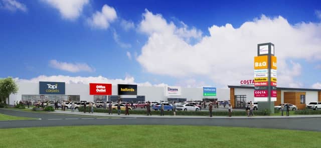 A CGI showing the new retail park SUS-180514-130206001