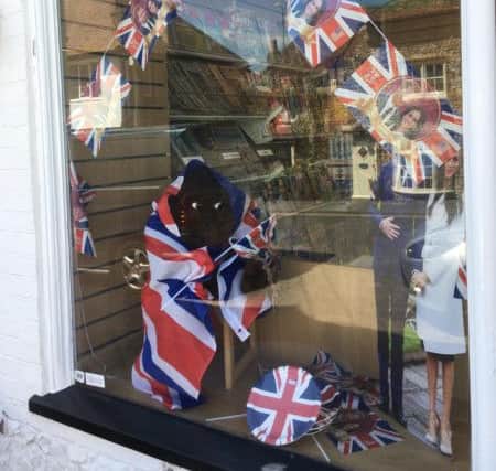 The royal wedding window display at Beeding Newsagency