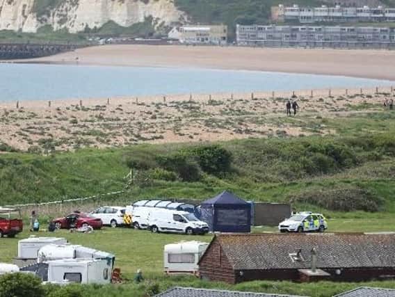 The Seaford campside where the body of a Yapton woman was found on Sunday morning. Pic: Eddie Mitchell and Dan Jessup